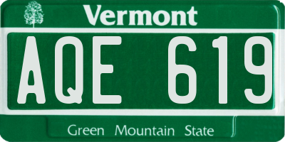 VT license plate AQE619