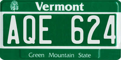 VT license plate AQE624