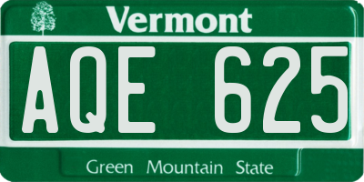 VT license plate AQE625