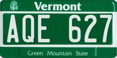VT license plate AQE627