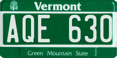 VT license plate AQE630
