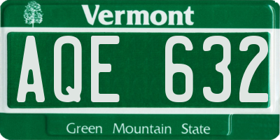 VT license plate AQE632