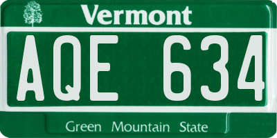 VT license plate AQE634