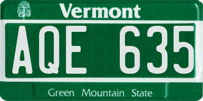VT license plate AQE635