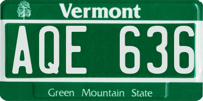 VT license plate AQE636