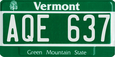 VT license plate AQE637