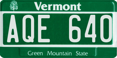 VT license plate AQE640