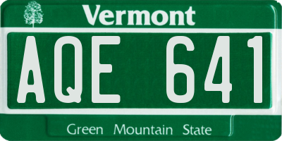 VT license plate AQE641
