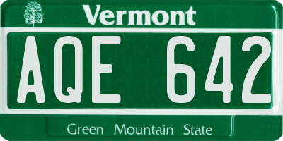 VT license plate AQE642