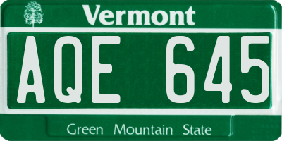 VT license plate AQE645