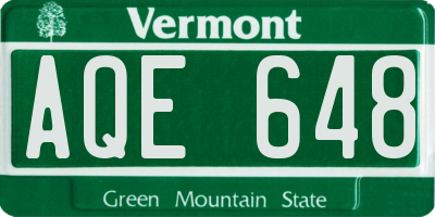 VT license plate AQE648