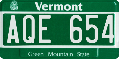 VT license plate AQE654