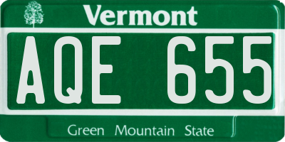 VT license plate AQE655