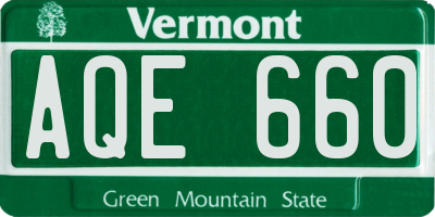 VT license plate AQE660