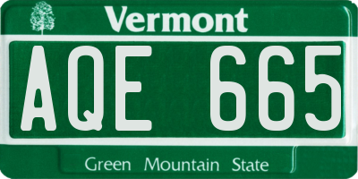 VT license plate AQE665