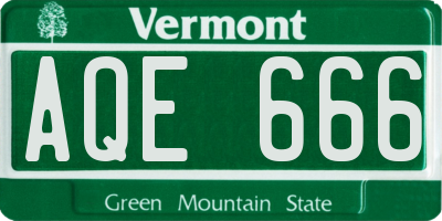 VT license plate AQE666