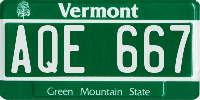 VT license plate AQE667