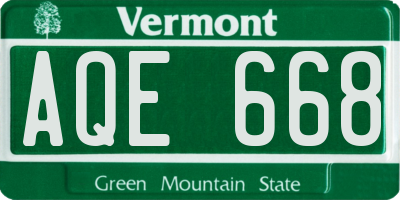 VT license plate AQE668