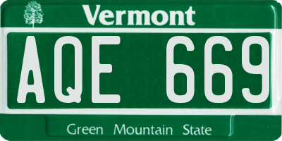 VT license plate AQE669