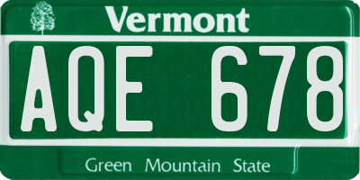 VT license plate AQE678