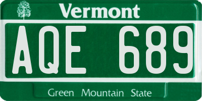 VT license plate AQE689