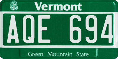 VT license plate AQE694