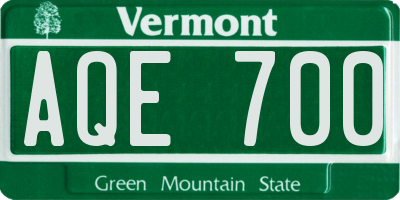 VT license plate AQE700