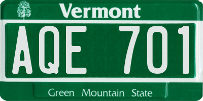 VT license plate AQE701