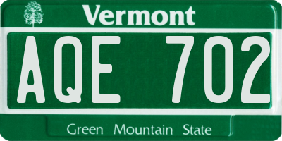 VT license plate AQE702