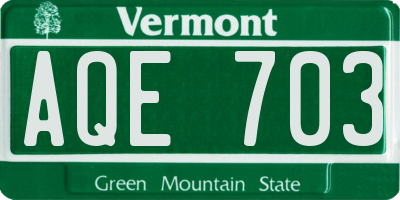 VT license plate AQE703