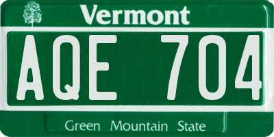 VT license plate AQE704