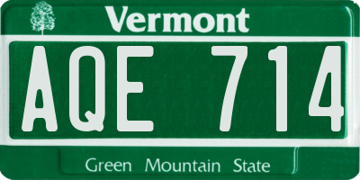 VT license plate AQE714