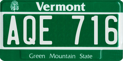 VT license plate AQE716