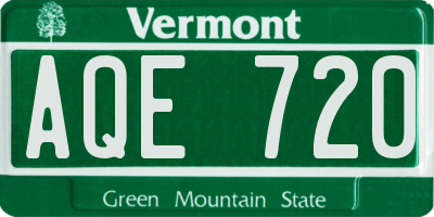 VT license plate AQE720