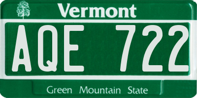 VT license plate AQE722