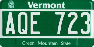 VT license plate AQE723