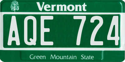 VT license plate AQE724