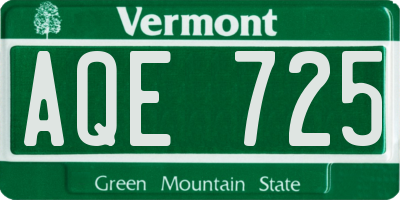VT license plate AQE725
