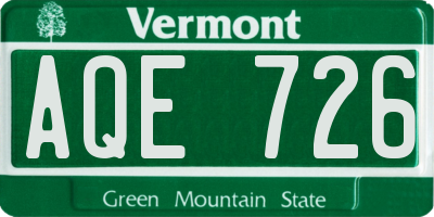 VT license plate AQE726