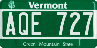 VT license plate AQE727