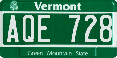 VT license plate AQE728