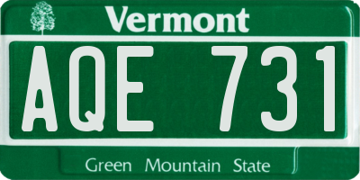 VT license plate AQE731