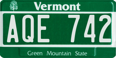VT license plate AQE742