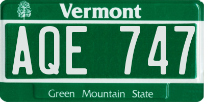 VT license plate AQE747