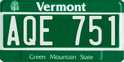 VT license plate AQE751