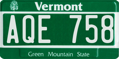 VT license plate AQE758