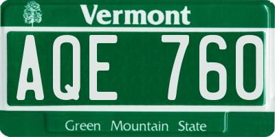 VT license plate AQE760