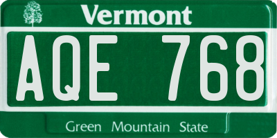 VT license plate AQE768