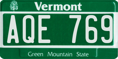 VT license plate AQE769
