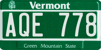 VT license plate AQE778